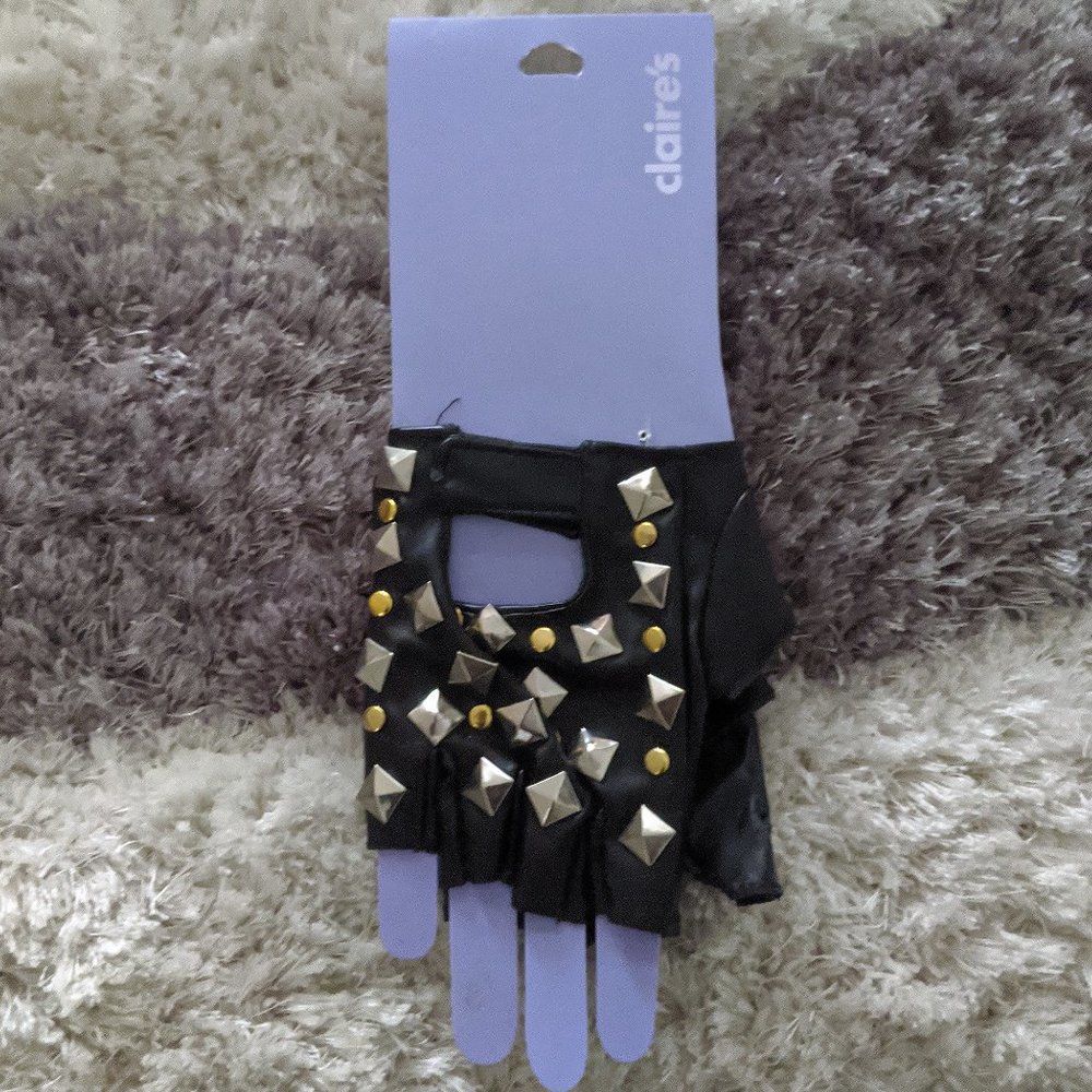 Goth Punk Studded Faux Leather Gloves